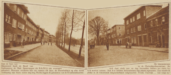 872961 Collage van 2 foto's betreffende de veranderingen in de wijk Oudwijk te Utrecht, met links een gezicht op de ...